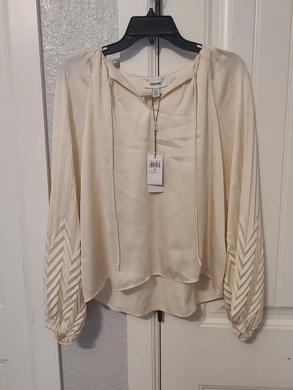 Jason Wu Ivory Silk Long-Sleeve Peasant Blouse